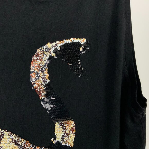Zara Men’s Black Sequin Snake Tank Top Size Small - Picture 8 of 16